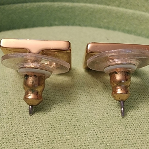 Kate Spade Gold Logo Square Earrings - Picture 4 of 4